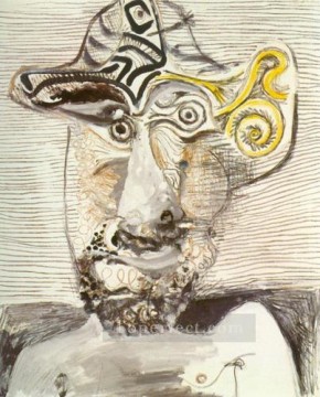 Pablo Picasso Painting - Busto de hombre con sombrero cubista de 1972 Pablo Picasso